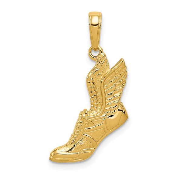 10K Yellow Gold Polished Running Shoe Pendant